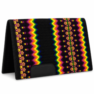Western Saddle Pad Black Rainbow Tribal Horse Saddle Blanket for Ranch Trail Arena Riding