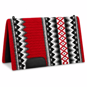 Western Saddle Pad Red Black White Tribal Horse Saddle Blanket for Ranch Trail Arena Riding