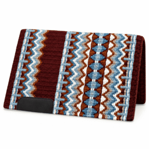 Western Saddle Pad Burgundy Light Blue Tribal Horse Saddle Blanket for Ranch Trail Arena Riding