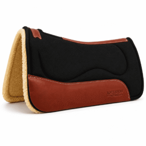 Contoured Wool Felt Saddle Pad with Chestnut Leather Wear Panels & Wool Fleece Lining