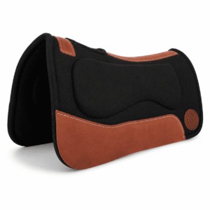 Contoured Wool Felt Saddle Pad Premium Tan Leather Wear Panels & Black Performance Felt