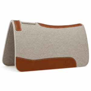Premium Wool Felt Saddle Pad with Leather Wear Panel, Contoured Western Horse Saddle Pad