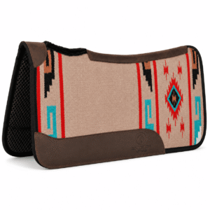 Premium Western Durrie Saddle Pad Beige Aztec Horse Saddle Blanket with Mesh Base & Leather Wear Panels