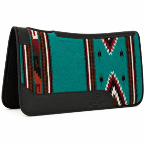 Premium Western Durrie Saddle Pad Turquoise Navajo Horse Saddle Blanket with Leather Wear Protection