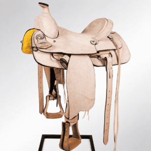 Natural Roughout Western Horse Saddle Premium Leather Ranch Trail Riding Saddle Suede Seat