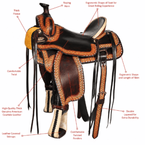 Dark Oil Brown Black Western Horse Saddle Premium Tooled Leather Ranch Trail Riding Saddle