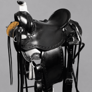 Black Western Horse Saddle Premium Genuine Leather Handcrafted Equestrian Riding Saddle
