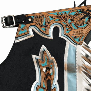 Horse Riding Chaps with Fringe and Tooled Leather Detail Fringed Design, Tooled Leather