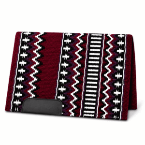 Western Saddle Pad Burgundy Black White Tribal Horse Saddle Blanket for Ranch Trail Arena Riding