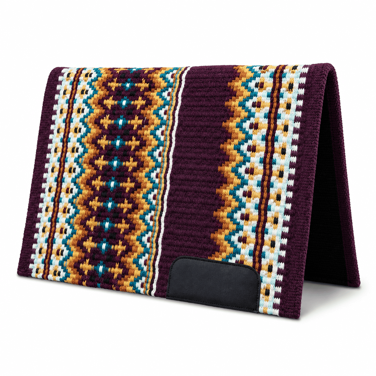 Western Saddle Pad Purple Tribal Geometric Horse Saddle Blanket for Ranch Trail & Arena Riding - Image 3