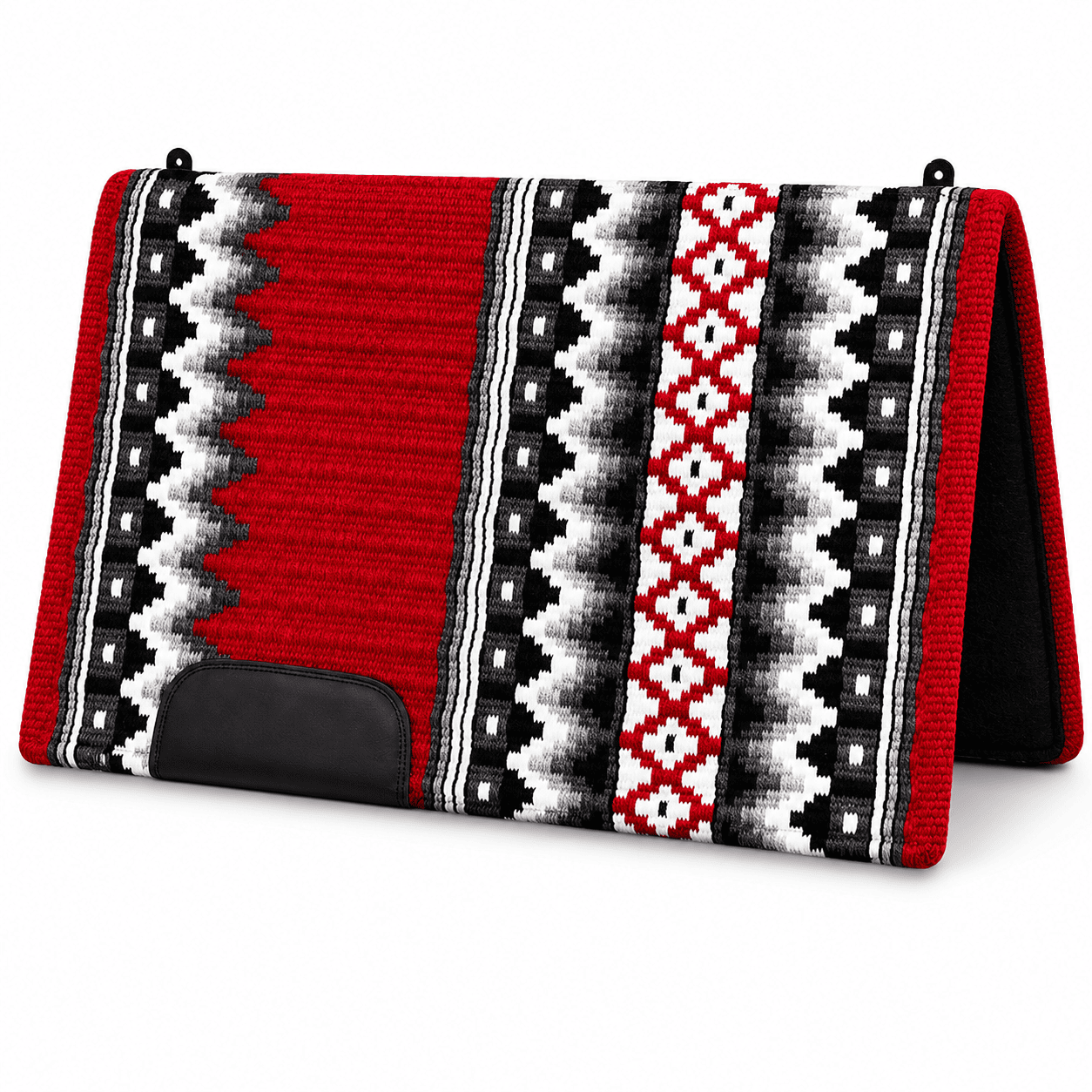 Western Saddle Pad Red Black White Tribal Horse Saddle Blanket for Ranch Trail Arena Riding - Image 3