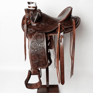 Floral Tooled Western Horse Saddle Dark Oil Leather Premium Hand Carved Riding Tack