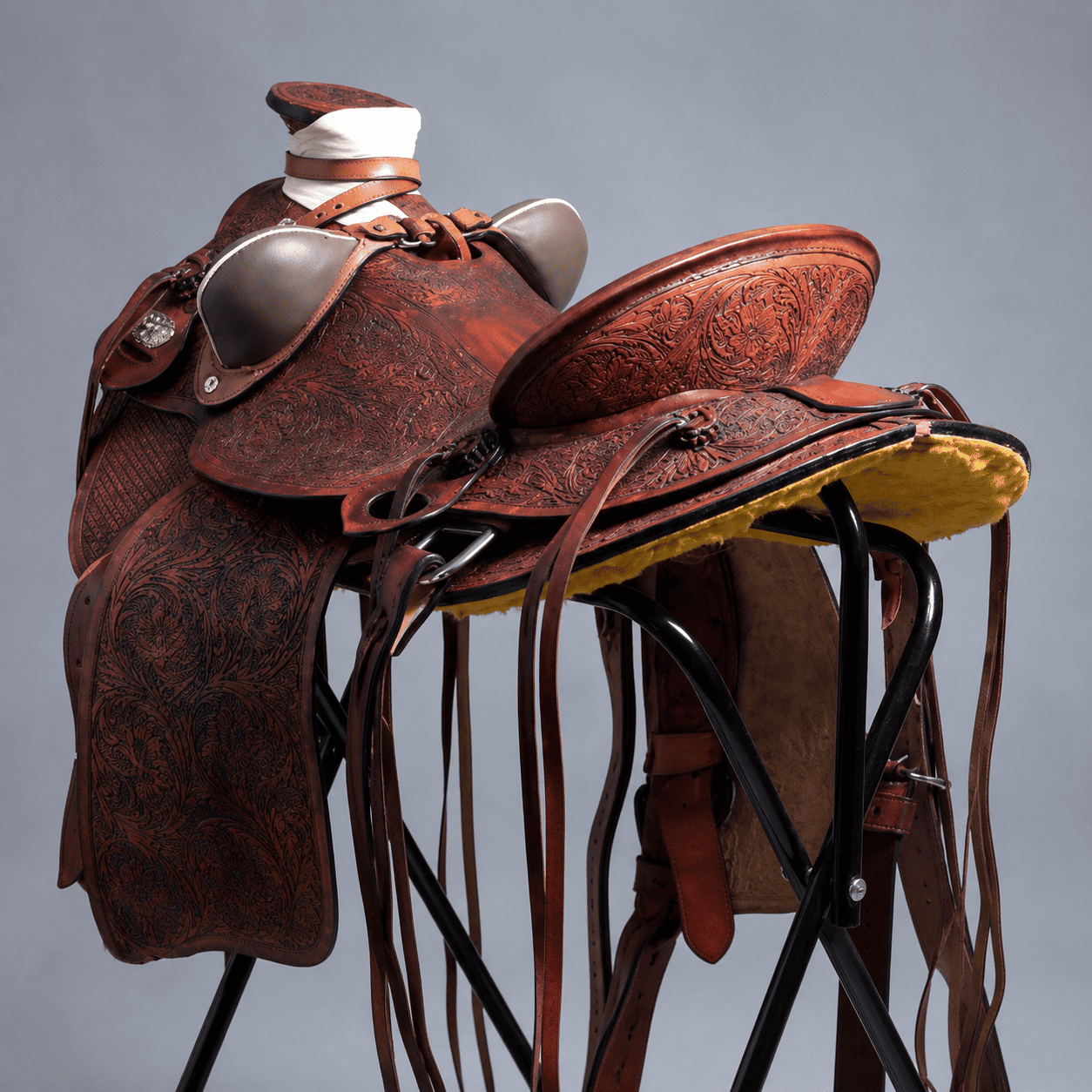 Brown Floral Tooled Western Horse Saddle Premium Hand Carved Leather Riding Tack - Image 3