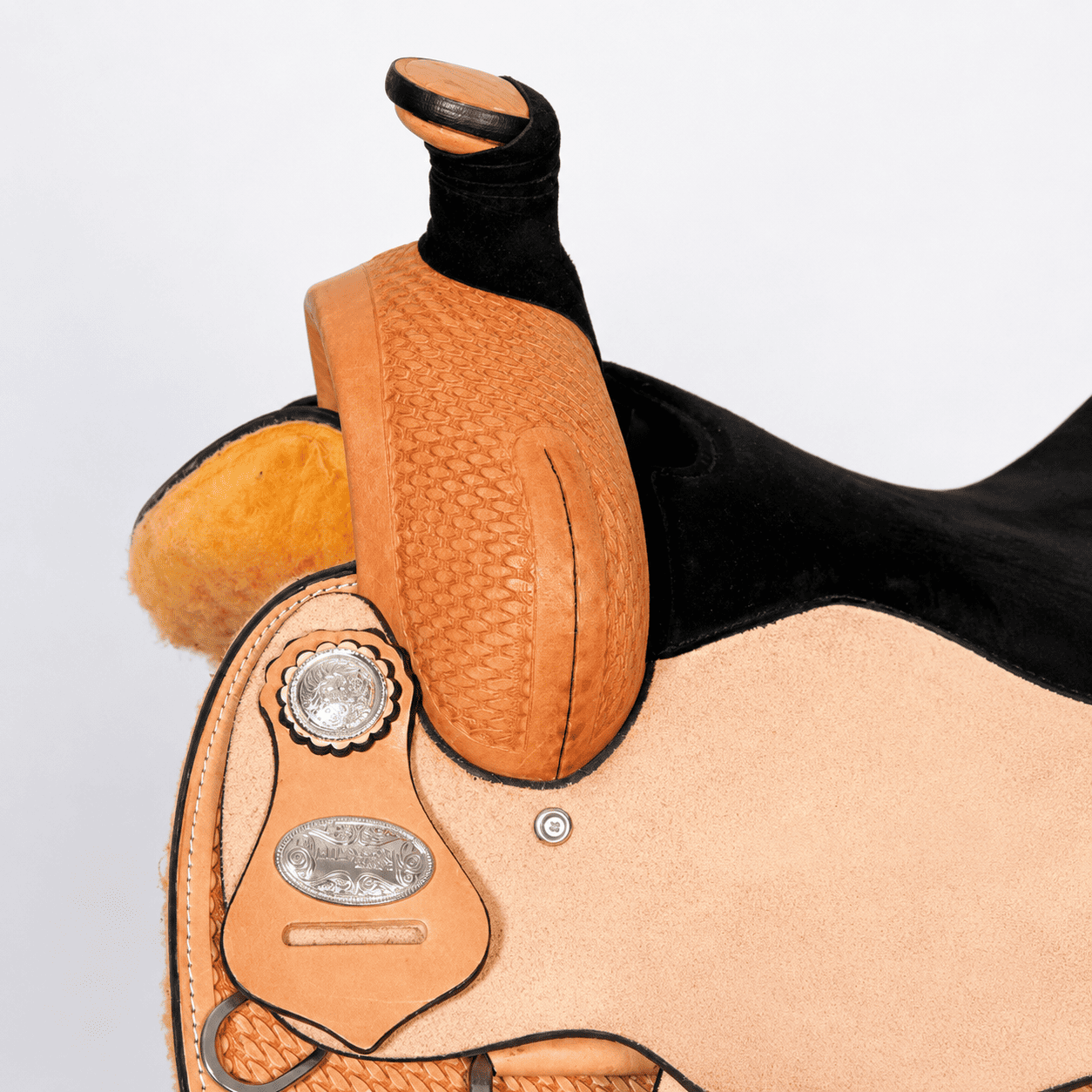 Roughout Barrel Saddle Black Suede Seat Premium Western Horse Saddle Trail Ranch Riding Tack - Image 3