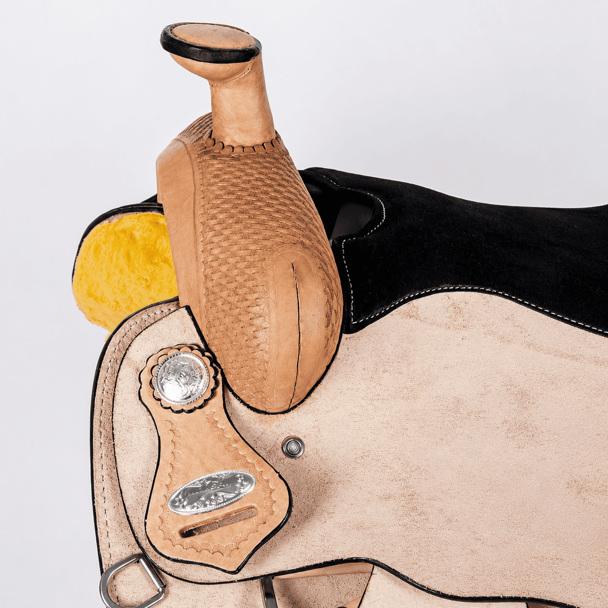Natural Roughout Western Horse Saddle Black Suede Seat Premium Ranch Trail Riding Saddle - Image 4
