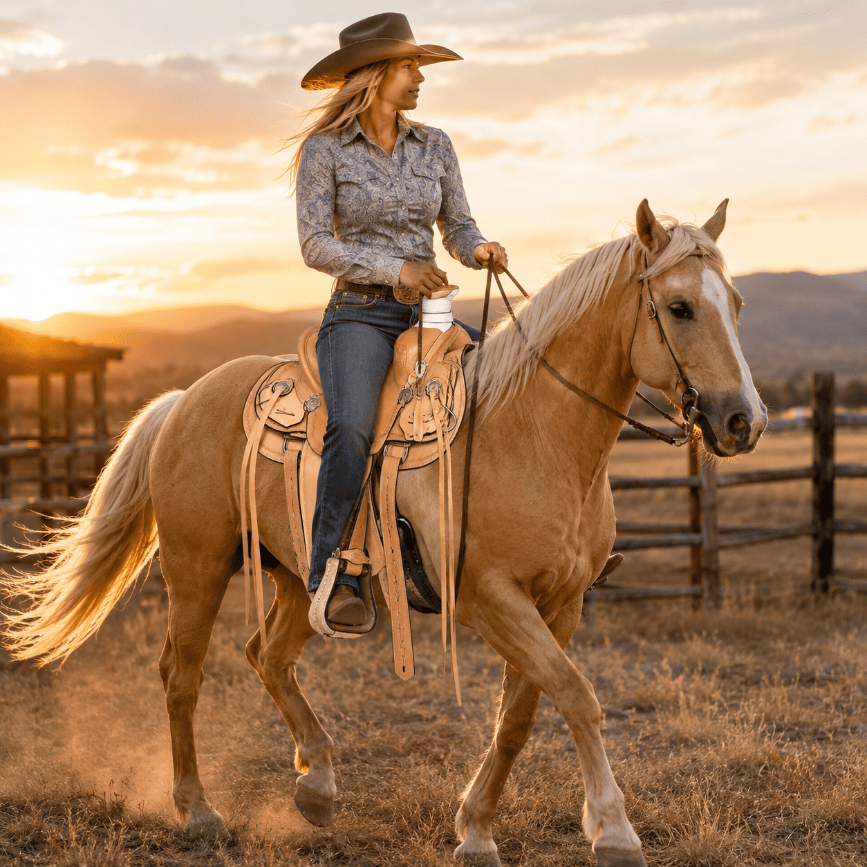 Natural Rawhide Tan Western Horse Saddle Premium Genuine Leather Handcrafted Riding Saddle - Image 5