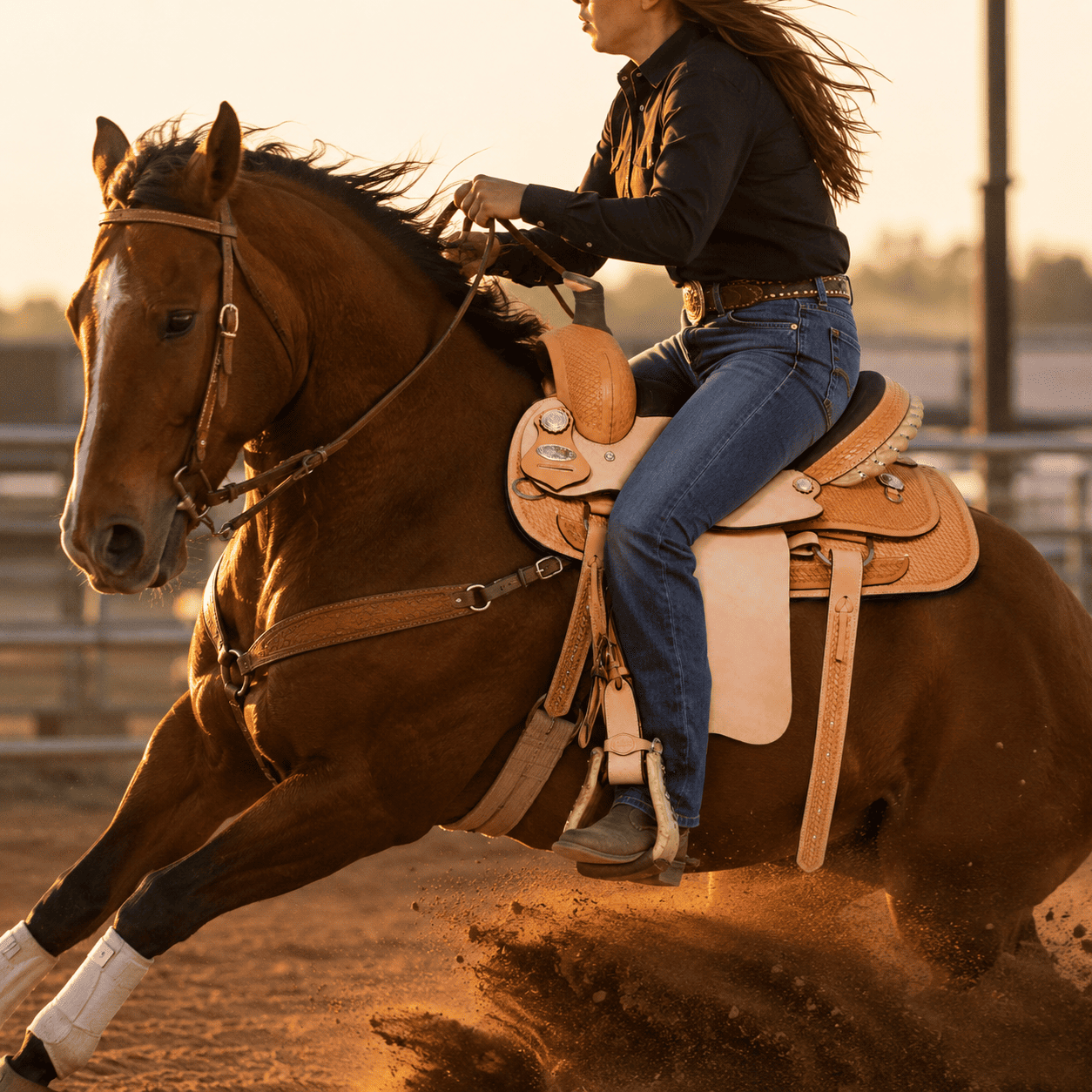 Roughout Barrel Saddle Black Suede Seat Premium Western Horse Saddle Trail Ranch Riding Tack - Image 6
